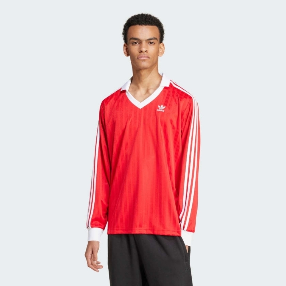 Adidas Pique Long Sleeve Men's Tee Red IX5226